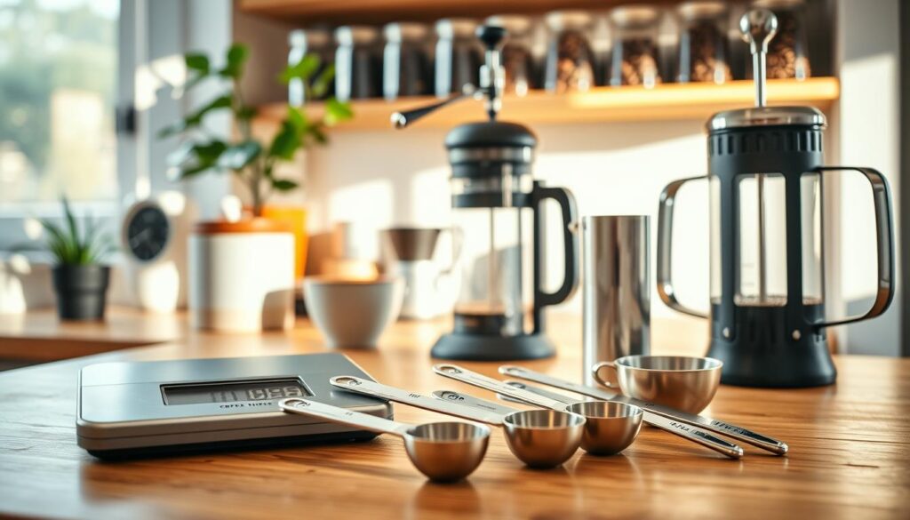 måling kaffe gram og skeer til brygning